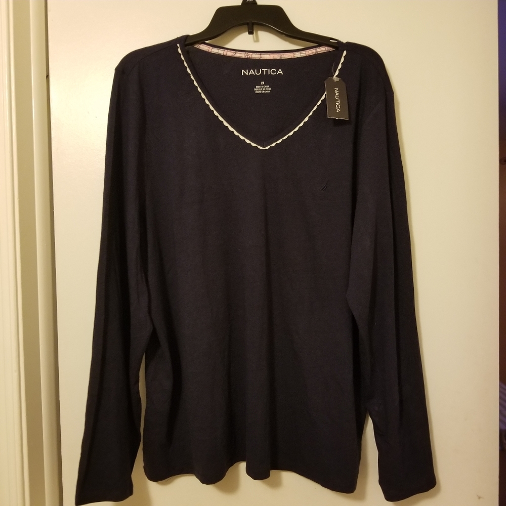 NWT Nautica 2X Black Long Sleeve Cotton shirt